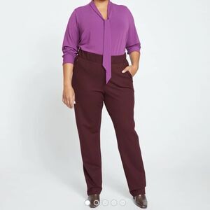 Universal Standard Burgundy Maroon Ponte Knit Smart Signature Trousers 22W